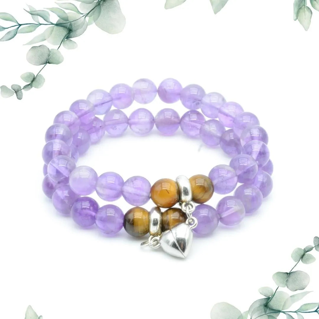 Bracelet Améthyste et Oeil de Tigre - Duo