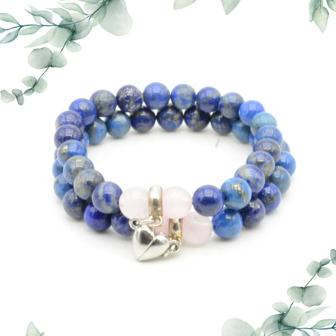 Bracelet Lapis lazuli et Quartz Rose - duo