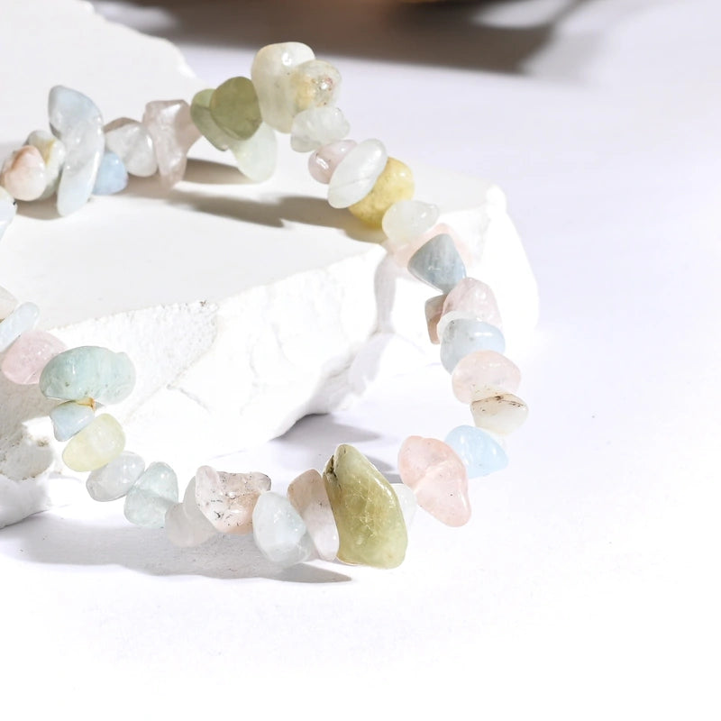 Bracelet baroque Aigue Marine et Morganite – Sérénité et Amour Inconditionnel