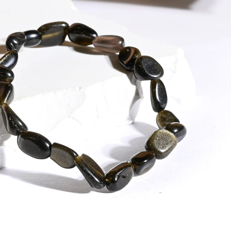 Bracelet roulé Obsidienne dorée – Protection et Clarté Mentale