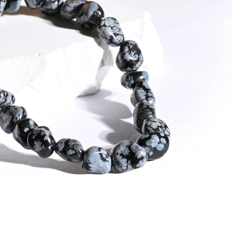 Bracelet Obsidienne roulé Flocon de Neige – Sérénité et Protection