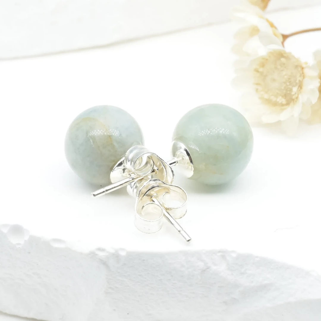 Boucles d'oreilles Aigue Marine argent 925 rondes – Sérénité et Communication Claire