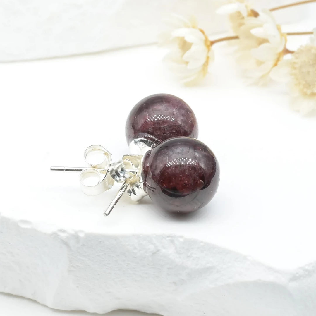 Boucles d'oreilles Grenat argent 925 rondes – Passion et Énergie Revitalisante