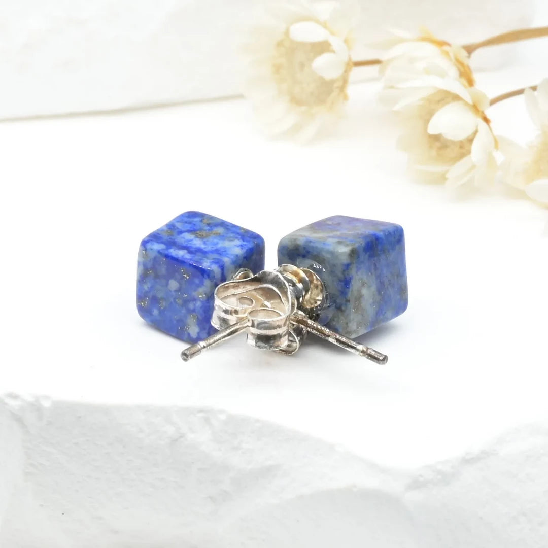 Boucles d'oreilles Lapis lazuli argent 925 carrées – Sagesse et Clarté Mentale
