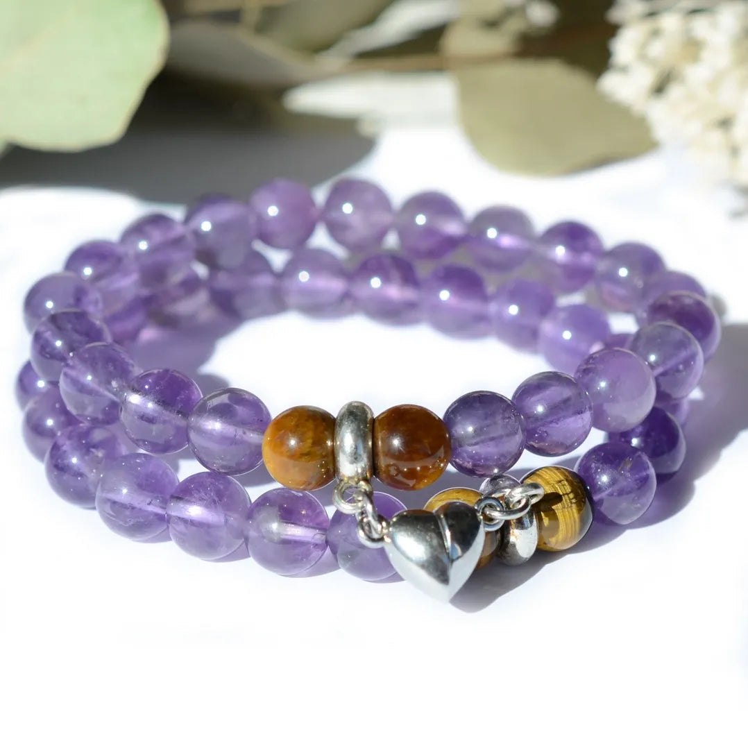 Bracelet Améthyste et Oeil de Tigre - Duo