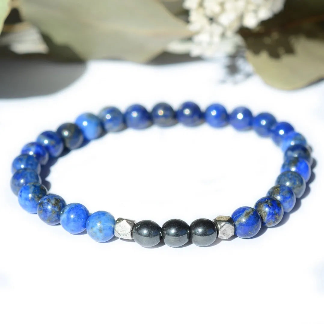 Bracelet "Migraine" Hématite et Lapis Lazuli - Aponi
