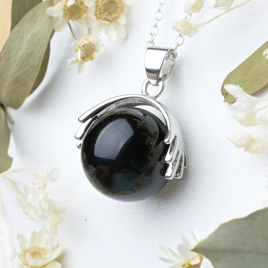 Pendentif main Onyx (Agate Noire) – Protection et Stabilité