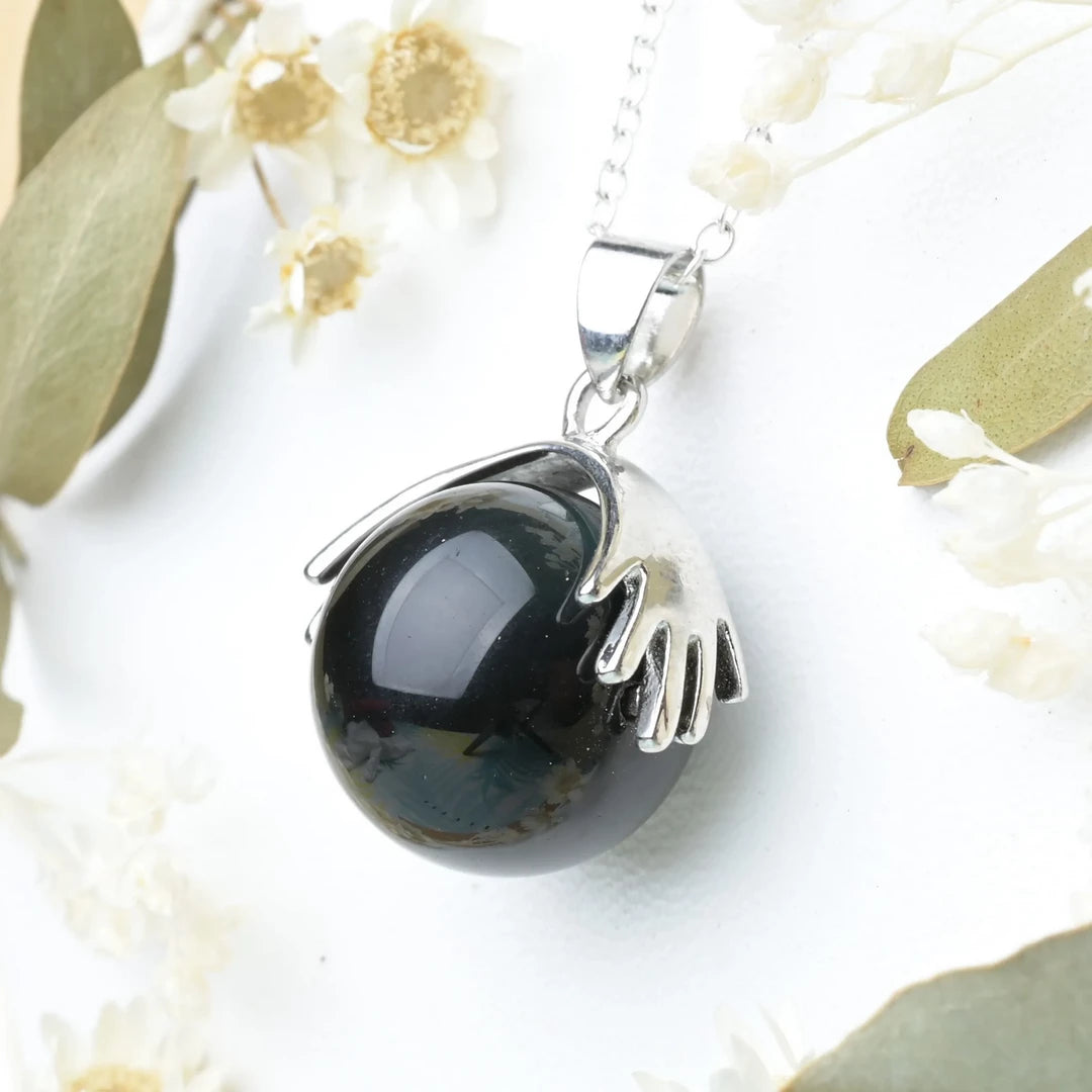 Pendentif main Obsidienne Noire – Protection et Stabilité Spirituelle