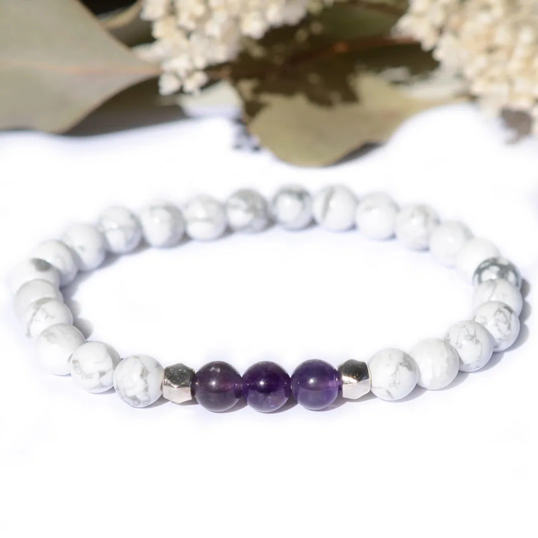 Bracelet "Anti-stress" Howlite et Améthyste - Aponi