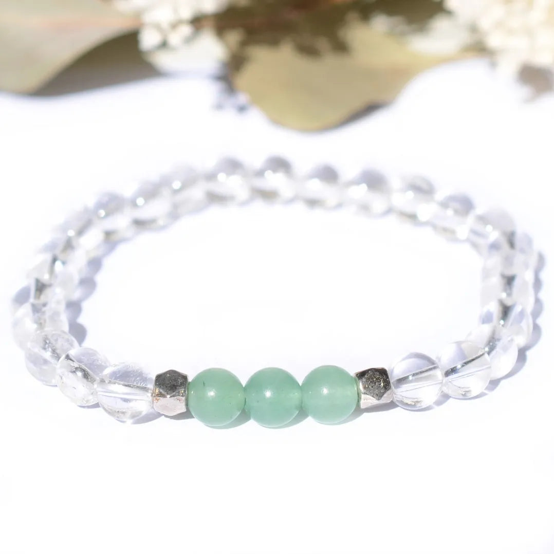 Bracelet "Peau" Cristal de Roche et Aventurine - Aponi