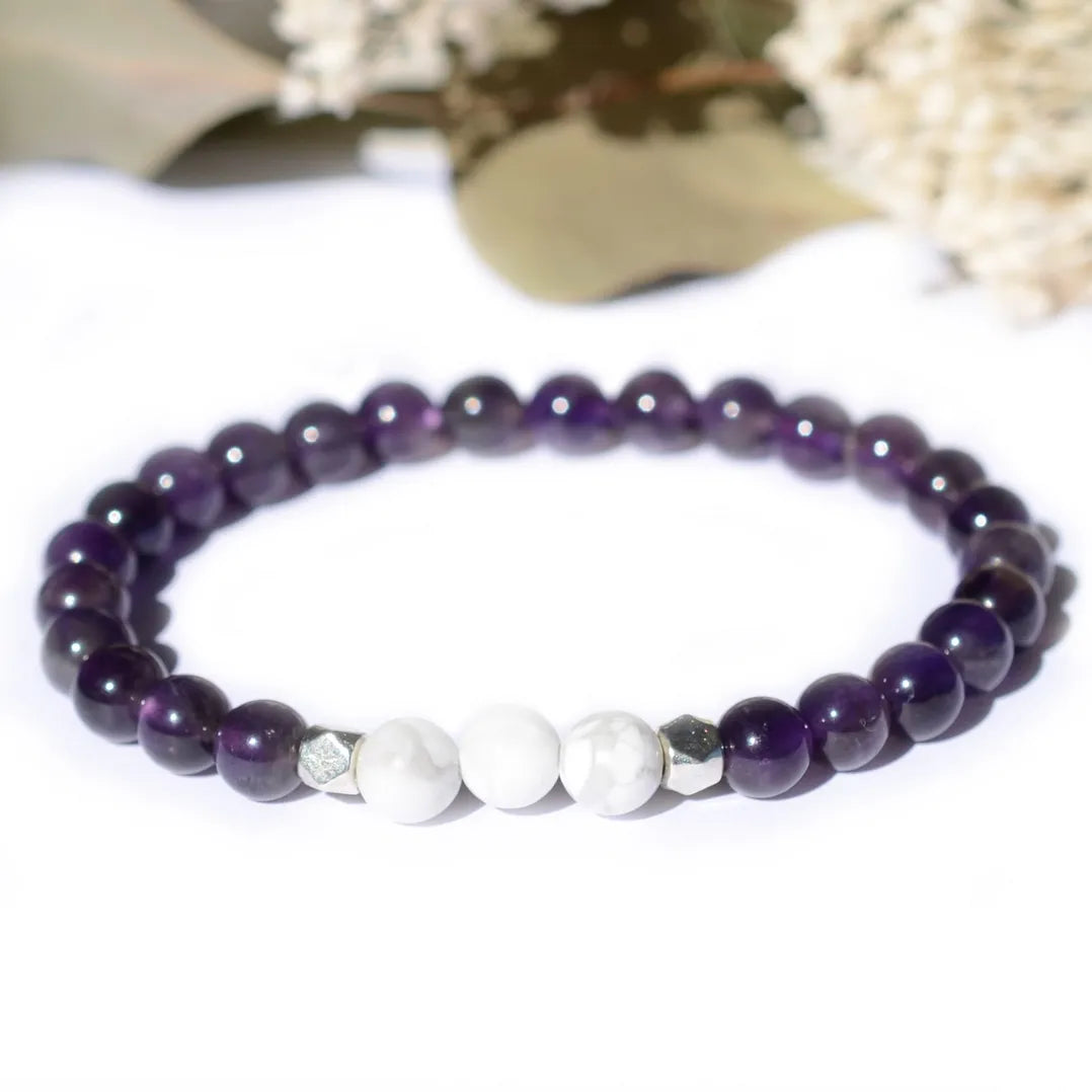 Bracelet "Anti-stress" Améthyste et Howlite - Aponi