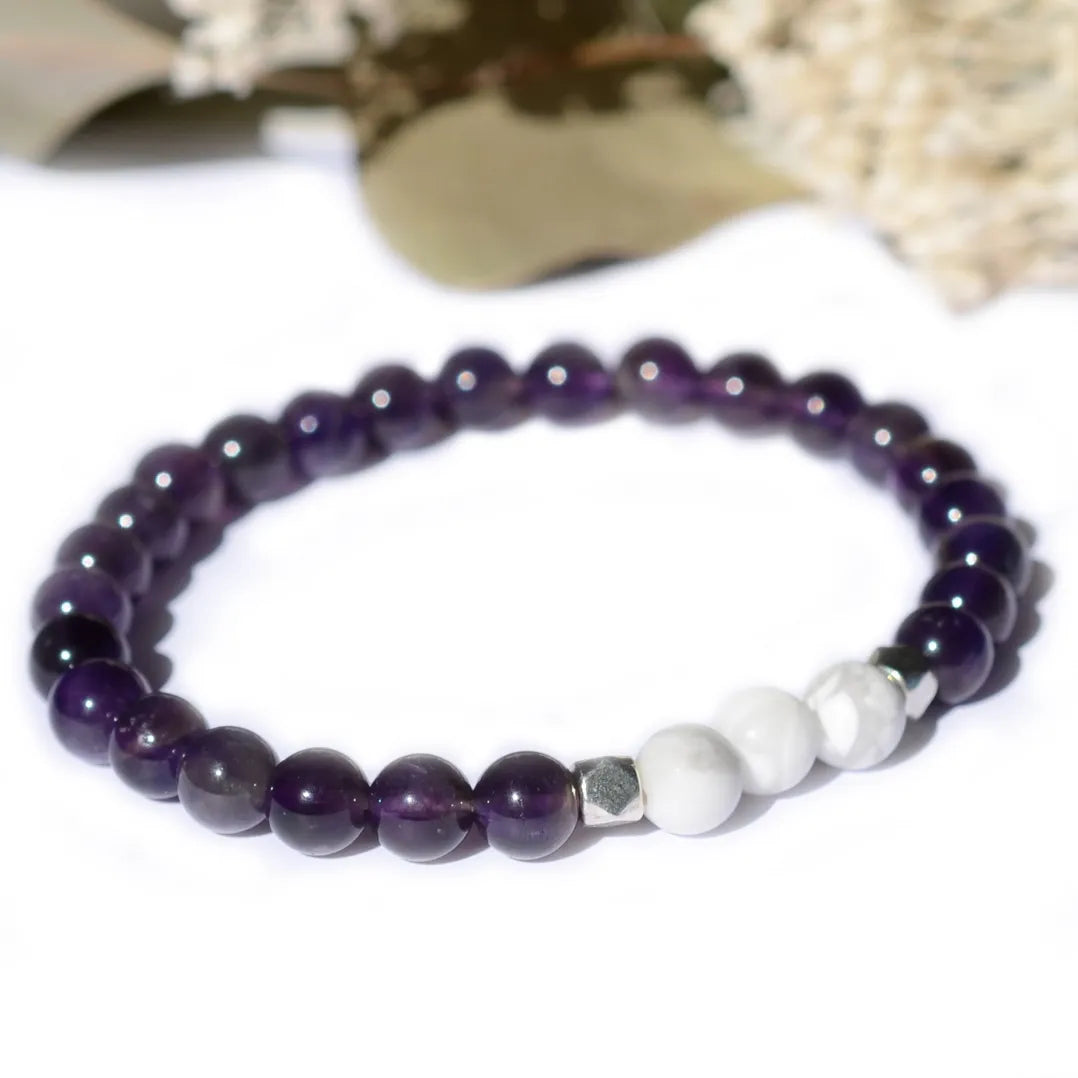 Bracelet "Anti-stress" Améthyste et Howlite - Aponi