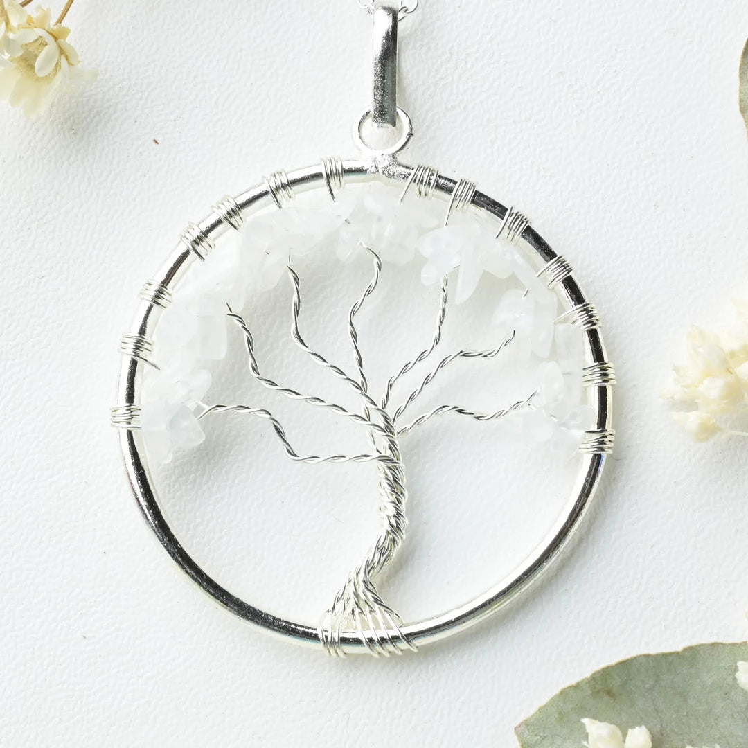 Pendentif arbre de vie Cristal de roche – Clarté, Guérison et Énergie Positive