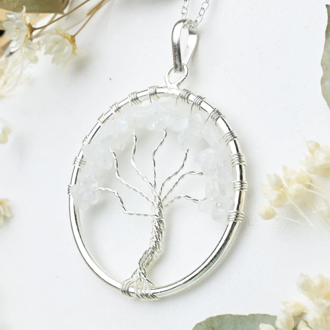 Pendentif arbre de vie Cristal de roche – Clarté, Guérison et Énergie Positive