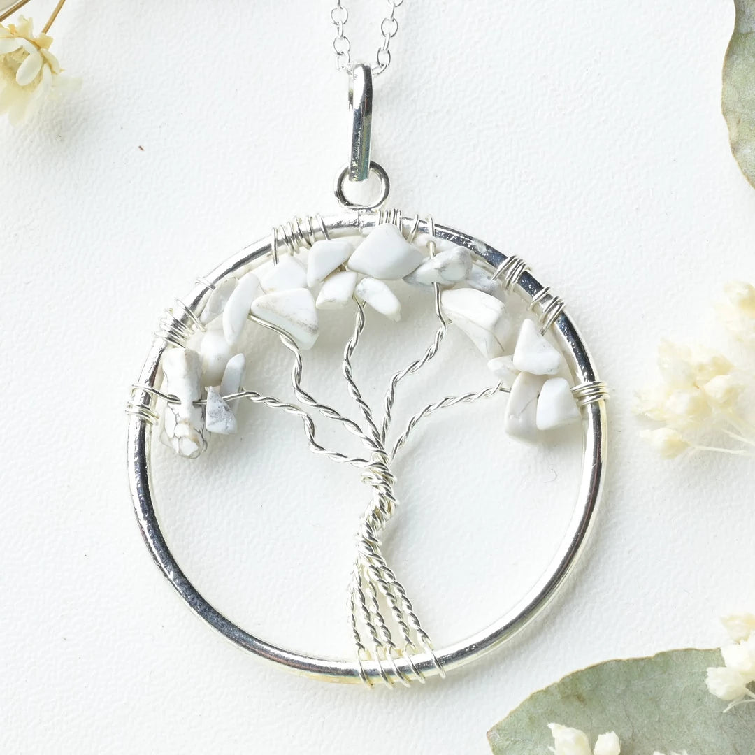 Pendentif arbre de vie Howlite – Paix Intérieure et Clarté Mentale