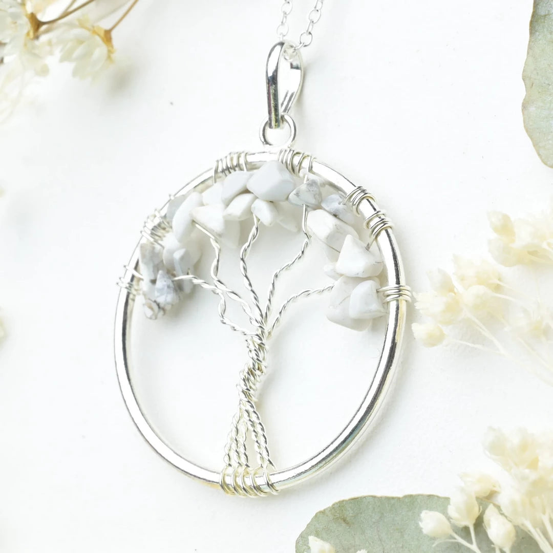 Pendentif arbre de vie Howlite – Paix Intérieure et Clarté Mentale