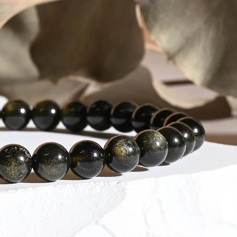 Bracelet Obsidienne dorée – Protection et Clarté Mentale