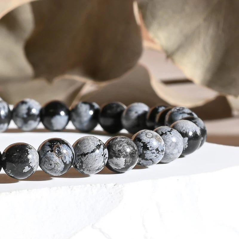Bracelet Obsidienne Flocon de Neige – Sérénité et Protection