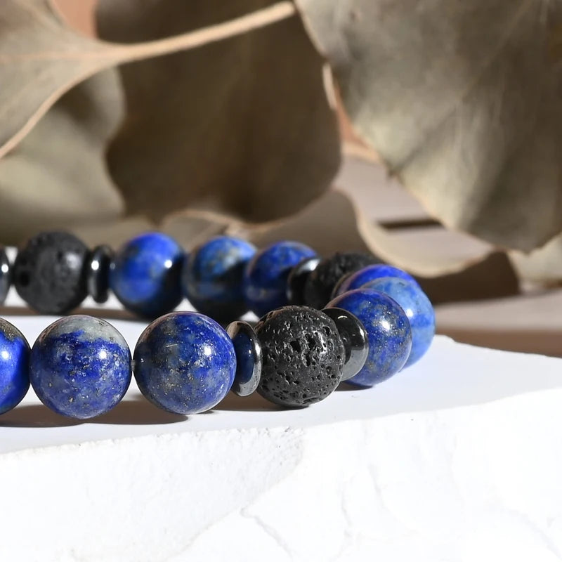 Bracelet "Migraine" Lapis lazuli et Pierre de Lave