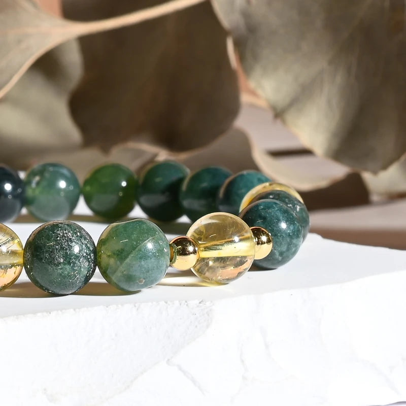 Bracelet "Diabète" en Agate Mousse & Citrine