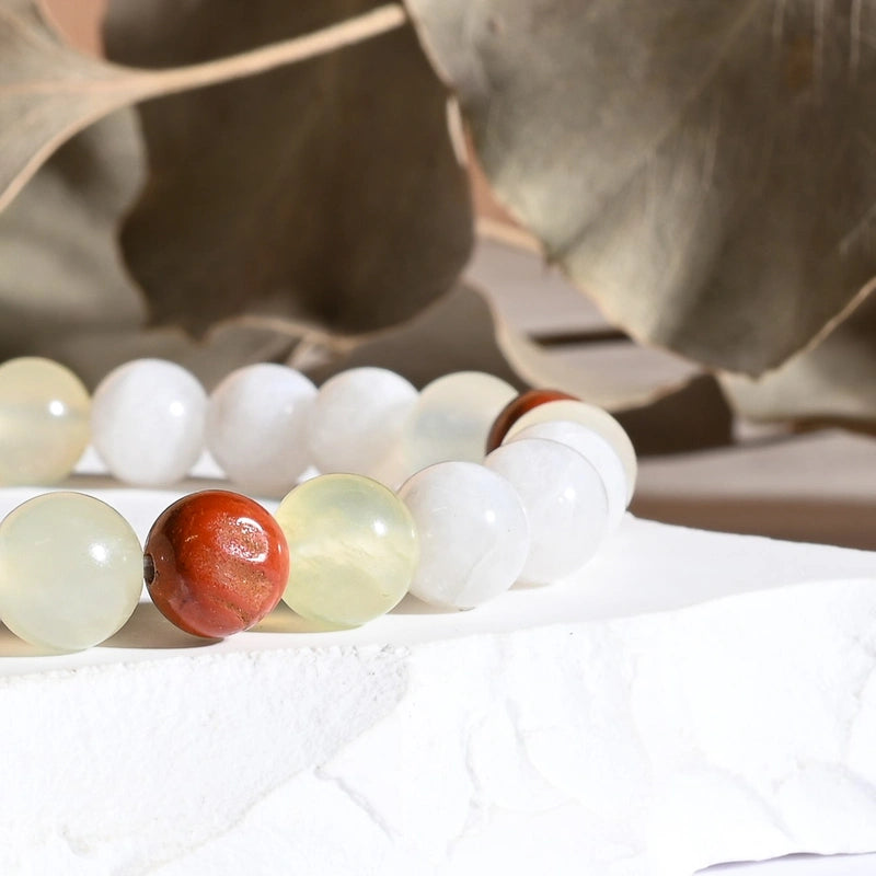 Bracelet "Grossesse" Jade, Jaspe Rouge, Pierre de Lune