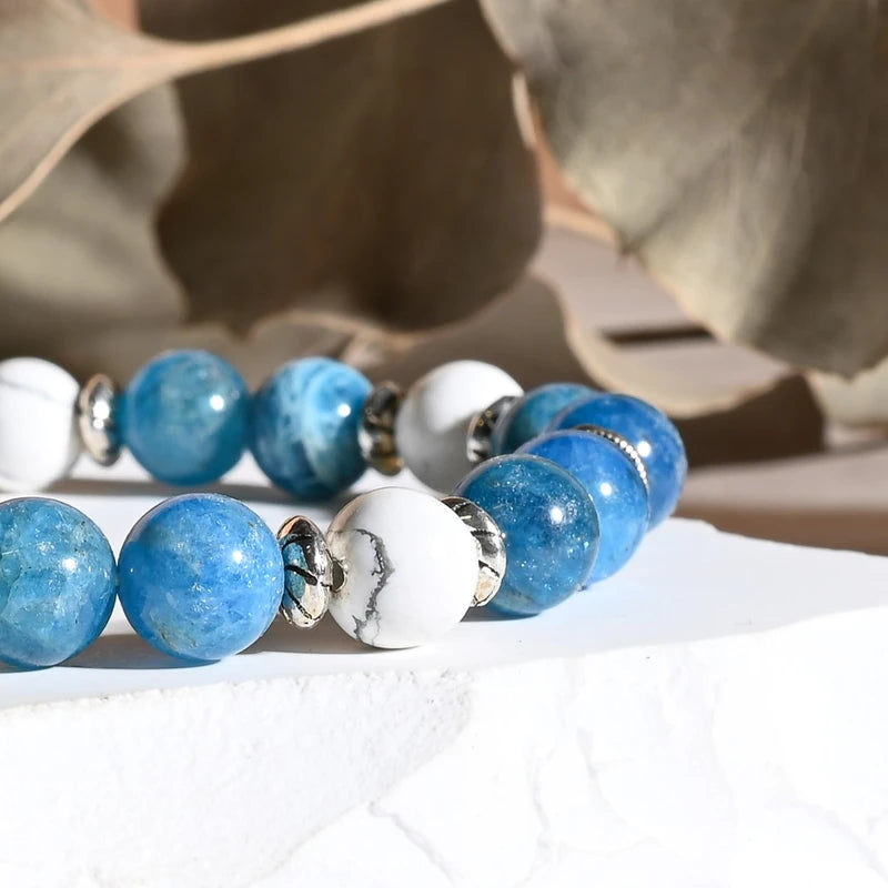 Bracelet "MINCEUR" Apatite, Howlite - Pierres boules