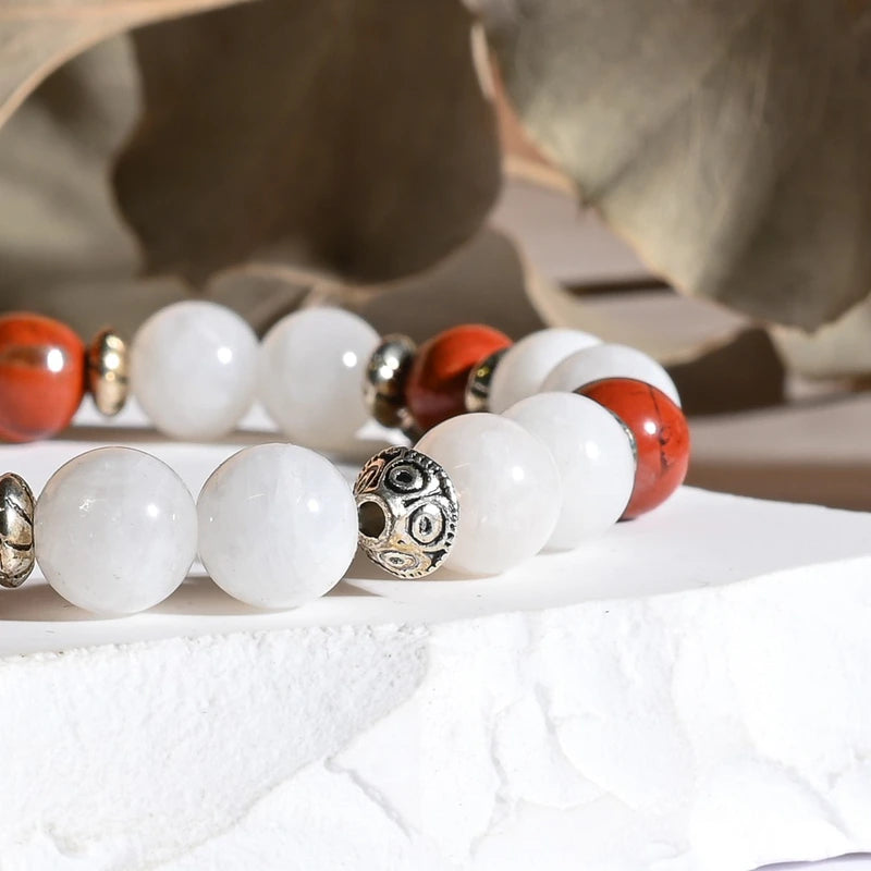 Bracelet "Couple & Libido" Pierre de Lune, Jaspe Rouge