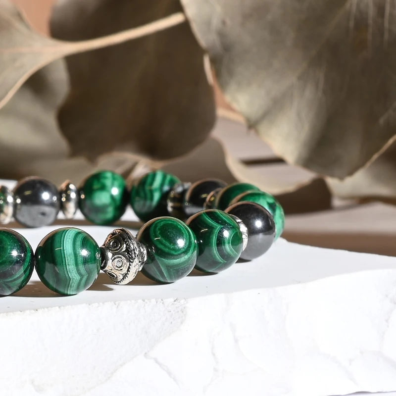 Bracelet "Articulations et Mal de dos" Hématite, Malachite