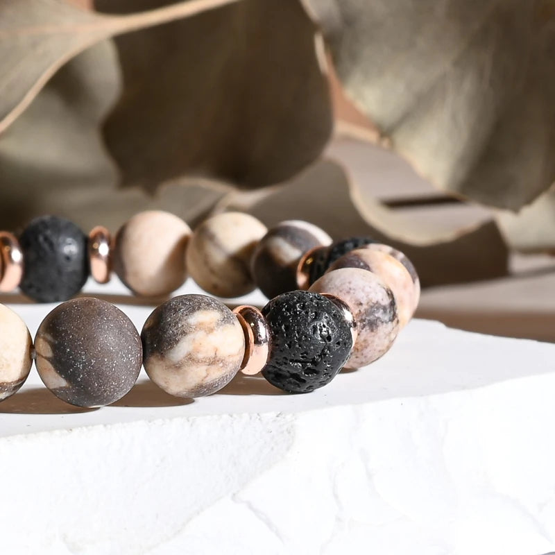 Bracelet "Dépression" Jaspe Brun et Pierre de Lave