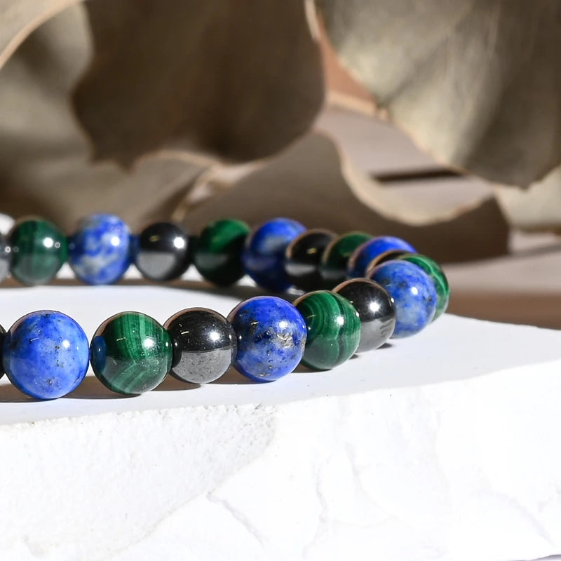 Bracelet "Articulations & Mal de dos" Hématite, Lapis Lazuli, Malachite - Mix