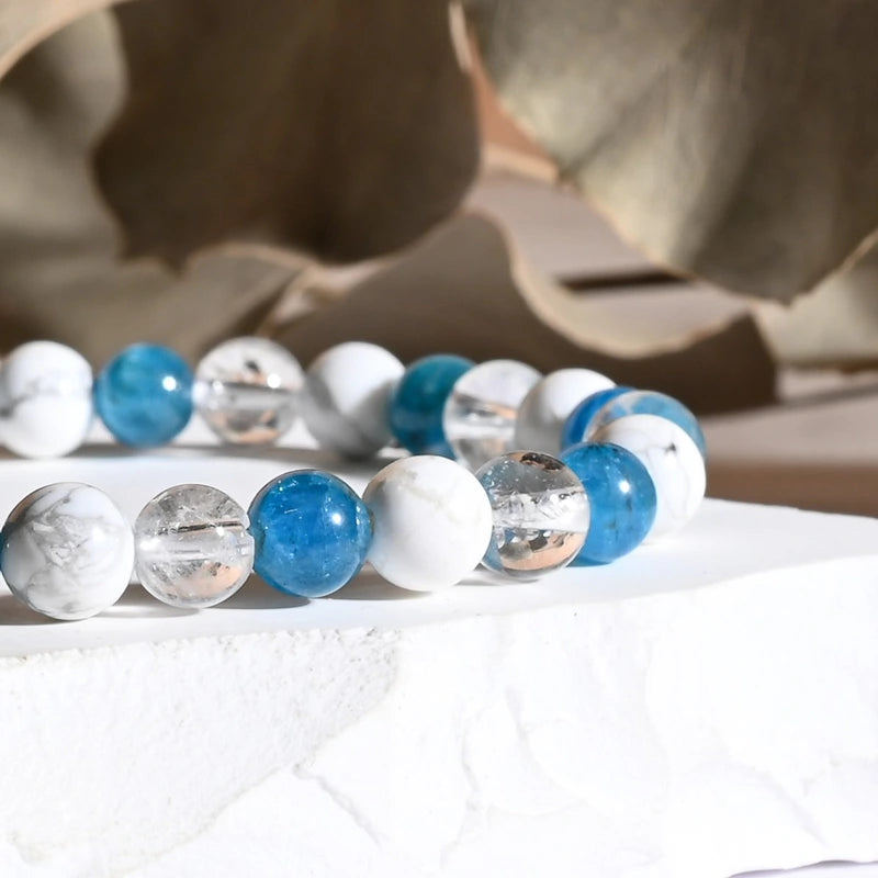 Bracelet "MINCEUR" Apatite, Cristal de Roche, Howlite - Mix