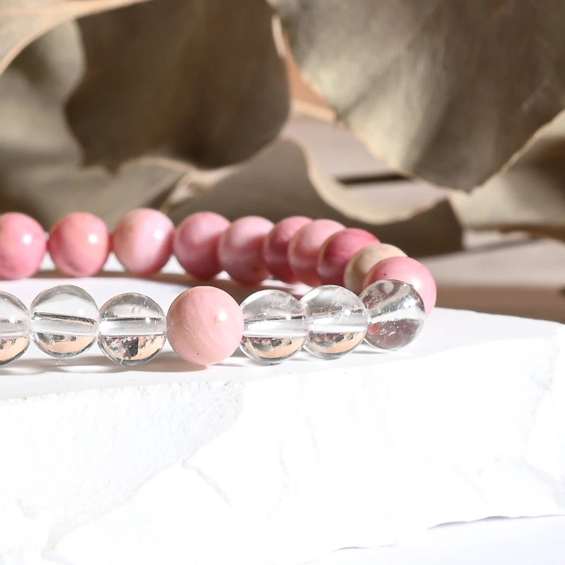 Bracelet "Amour & Guérison" Cristal de Roche et Rhodonite - Aponi