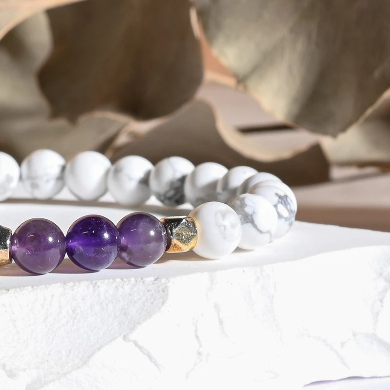Bracelet "Anti-stress" Howlite et Améthyste - Aponi