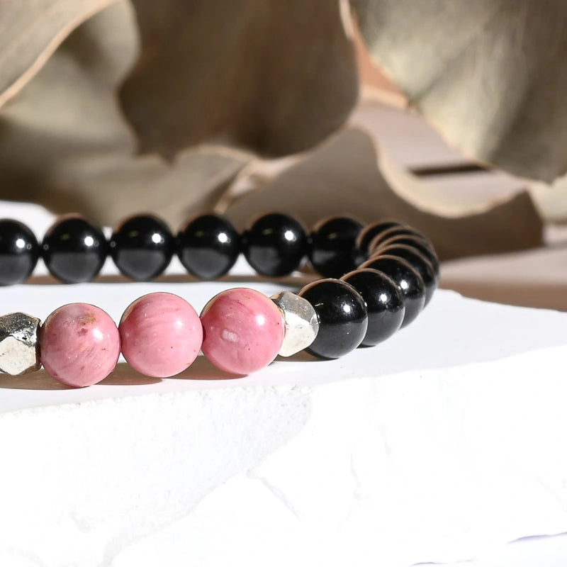 Bracelet "Anti-Stress" Rhodonite et Tourmaline Noire - Aponi