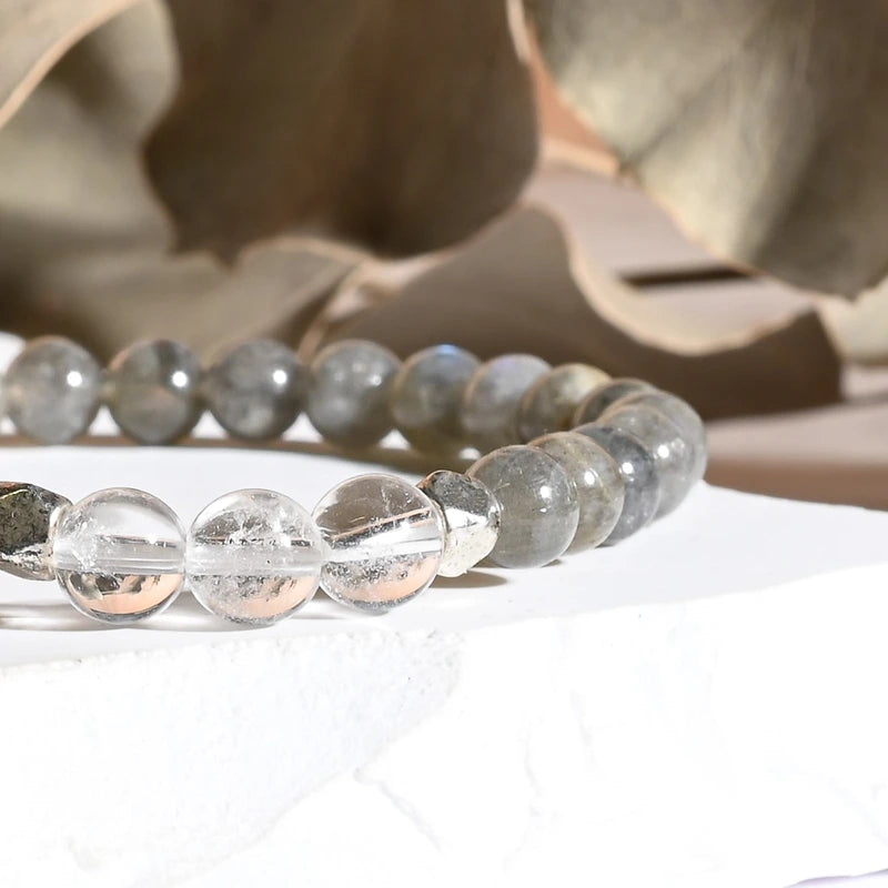 Bracelet "Migraine" Cristal de Roche et Labradorite - Aponi