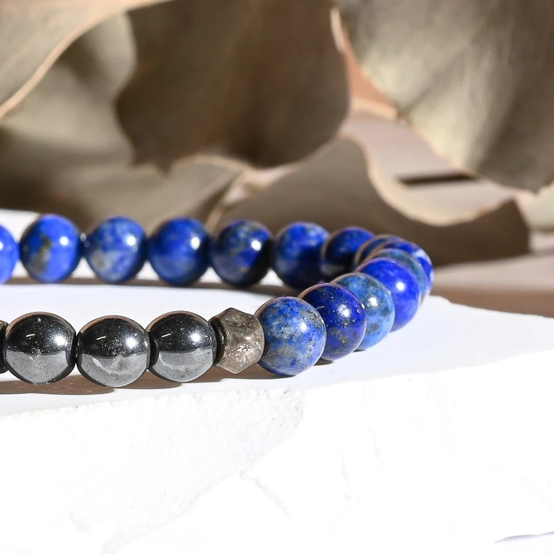 Bracelet "Migraine" Hématite et Lapis Lazuli - Aponi