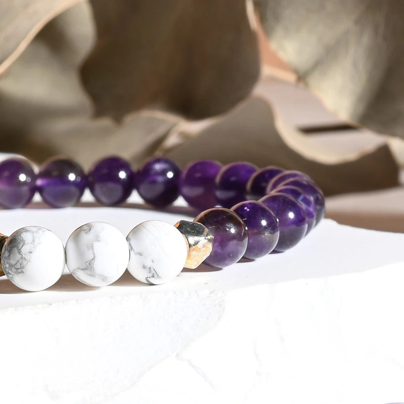 Bracelet "Anti-stress" Améthyste et Howlite - Aponi