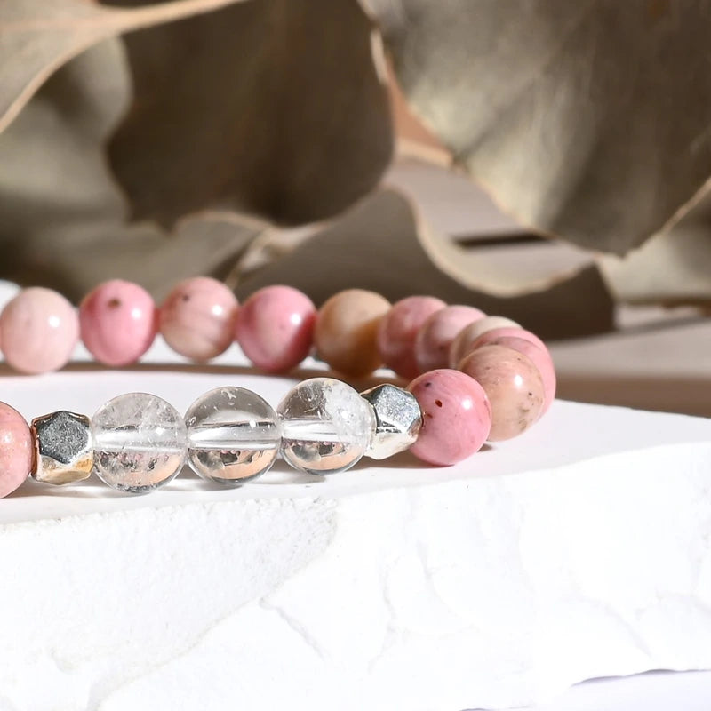 Bracelet "Anti-Stress" Rhodonite et Cristal de Roche - Aponi
