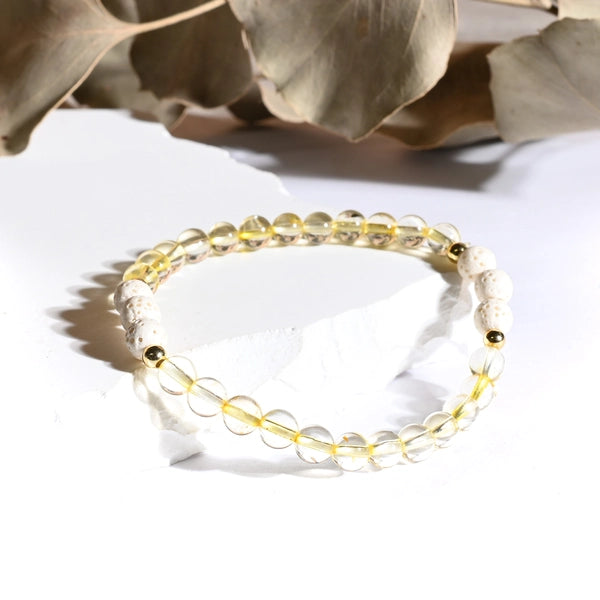 Bracelet "Réussite" Citrine et Pierres de Lave Blanche