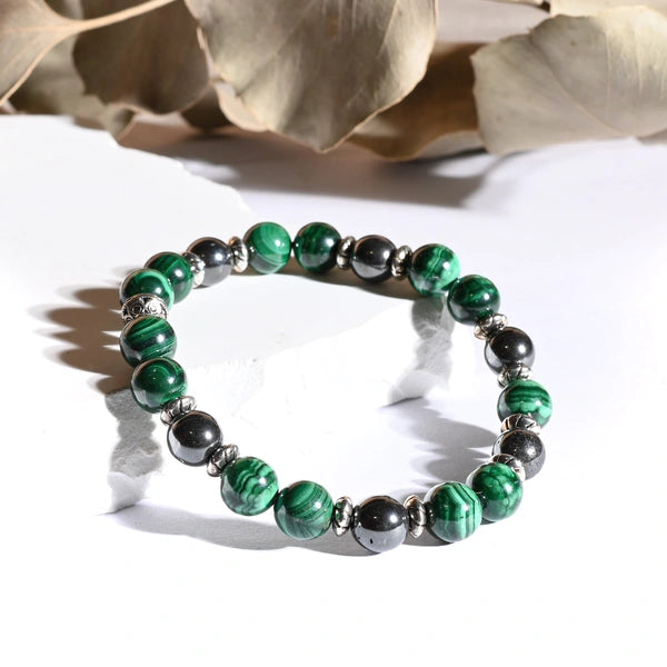 Bracelet "Articulations et Mal de dos" Hématite, Malachite
