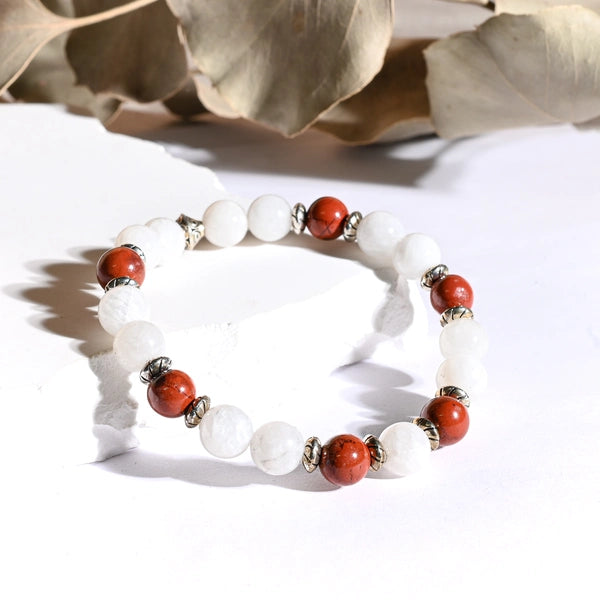Bracelet "Couple & Libido" Pierre de Lune, Jaspe Rouge