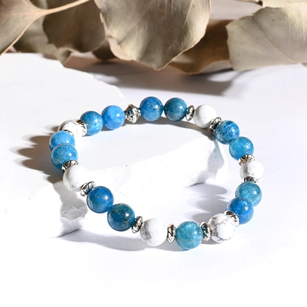 Bracelet "MINCEUR" Apatite, Howlite - Pierres boules