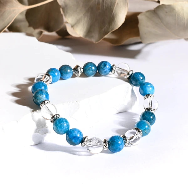 Bracelet "MINCEUR" Apatite, Cristal de Roche - Pierres boules