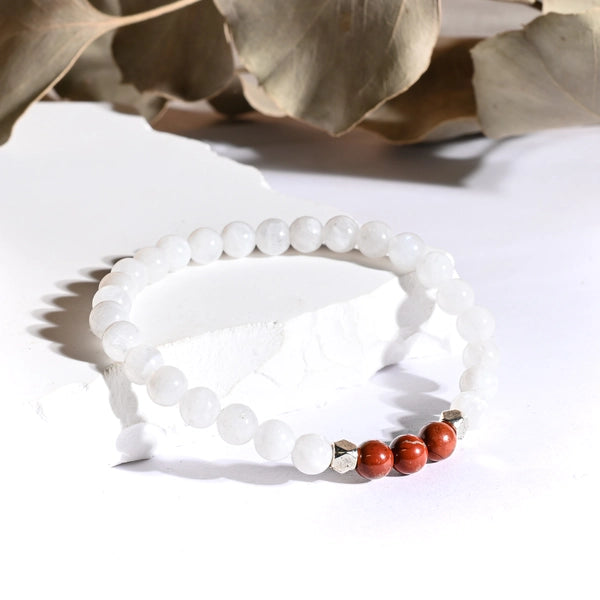 Bracelet "Grossesse" Jaspe Rouge et Pierre de Lune - Aponi