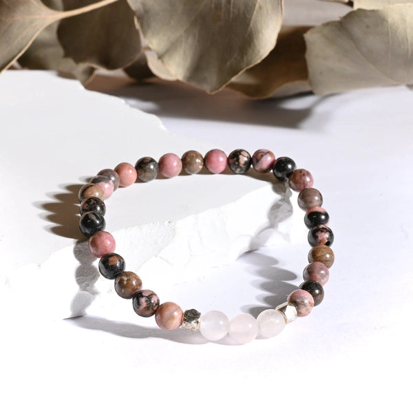 Bracelet "Confiance" Rhodonite et Quartz Rose - Aponi