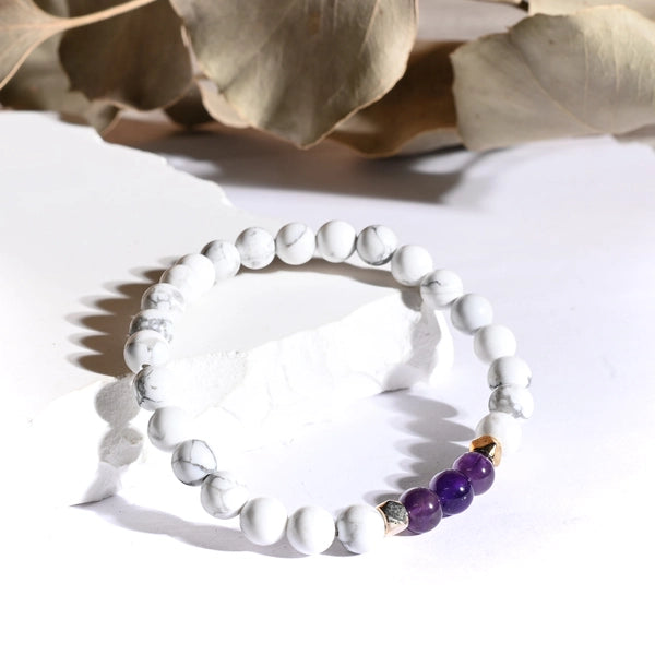 Bracelet "Anti-stress" Howlite et Améthyste - Aponi