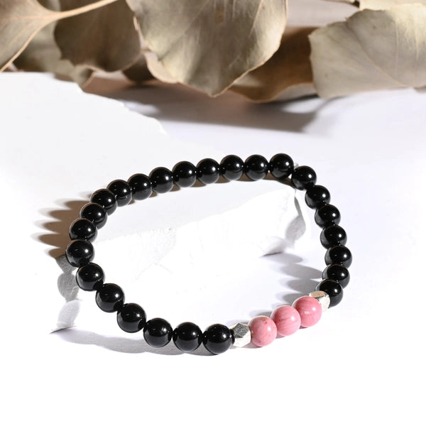 Bracelet "Anti-Stress" Rhodonite et Tourmaline Noire - Aponi