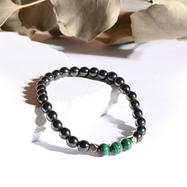 Bracelet "Articulations et Mal de dos" Hématite et Malachite - Aponi