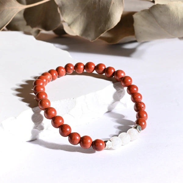 Bracelet "Grossesse" Pierre de Lune et Jaspe Rouge - Aponi