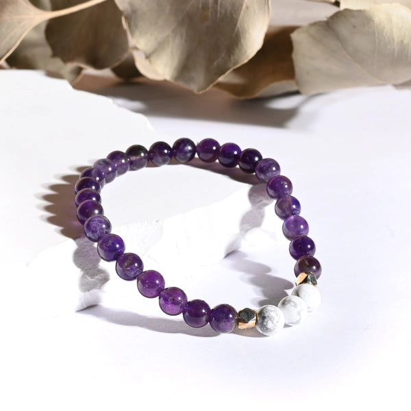 Bracelet "Anti-stress" Améthyste et Howlite - Aponi